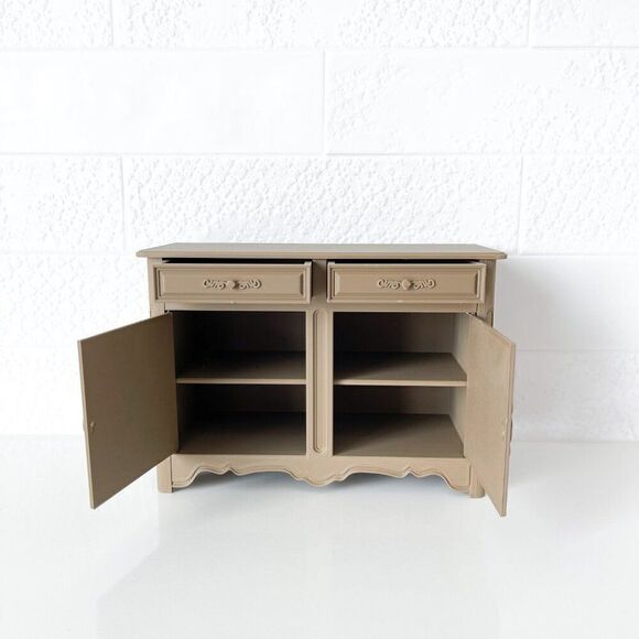 Barbie Miniature Dollhouse Taupe French Cabinet Sideboard 1:6 Scale 3D Printed - Picture 3 of 5